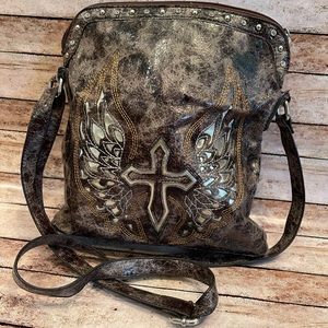 Crossbody Leather Embroidered Purse